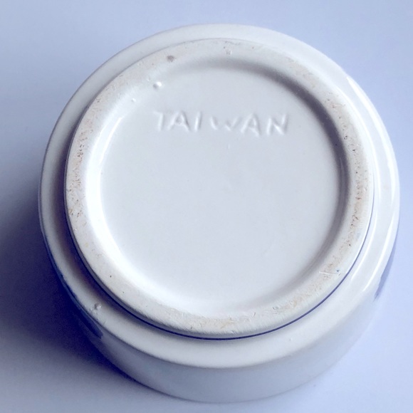 Vintage Windmill Sailboat Ceramic Bowl Planter Container Blue White 5 1/4” - Picture 6 of 15